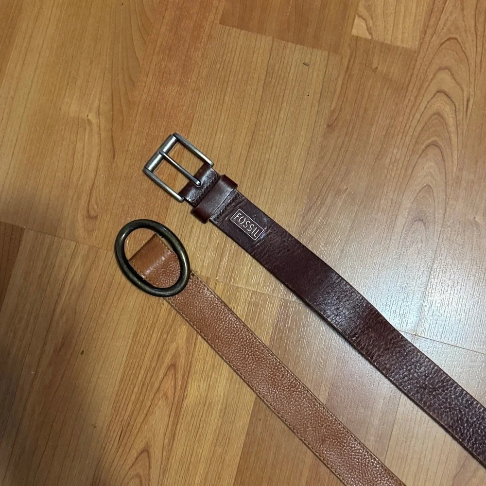 Fossil and Gap Brown Leather Unisex Belt